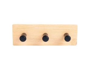 Κρεμάστρα Επιτοίχια 3 Θέσεων Bamboo Essentials 02-12809 15×3,8x5cm Natural-Black Estia