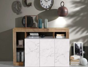 Μπουφές Tunusia 05-0641 146x42x93cm Marble Effect White-Oak