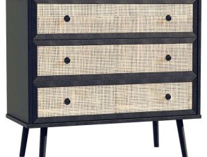 Συρταριέρα Oslo 086-000015 90x39x79cm Black-Natural