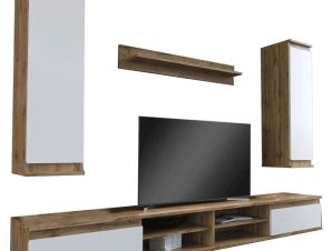 Σύνθεση Τηλεόρασης Sandro 192-000029 220x37x160cm Walnut-White