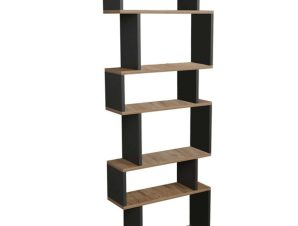 Βιβλιοθήκη Iolmi 321-000018 60×19,5x160cm Anthracite-Oak