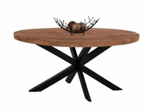 Τραπέζι HM8482.11 Oval Από Μασίφ Ξύλο Mango 160x90x77cm Natural-Black