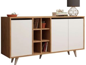 Μπουφές HM9432.02 140x40x86cm Walnut-White