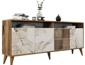 Μπουφές HM9431.03 180x35x786cm Walnut-White-Gold