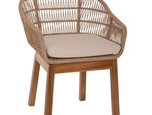 Πολυθρόνα Amora HM9567 64x60x87cm Polyrattan Teak Πόδια Natural-Beige