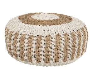 Πουφ Σκαμπό Saroni HM7851.01 Φ60x35cm Seagrass Natural-White