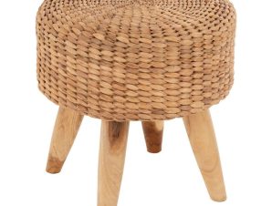 Σκαμπό Jim HM7824 Ψάθινο Κάθισμα Φ43x43cm Ξύλο Teak Natural