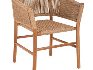 Πολυθρόνα Irvine HM9822 56x62x75cm Με Σχοινί Από Ξύλο Natural-Teak