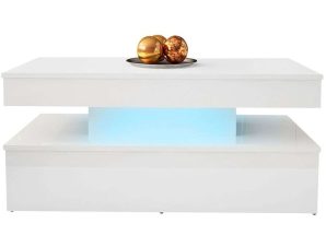 Τραπεζάκι Σαλονιού Με Φως Led Glossa 2D 162716169 120x55x49,6cm White