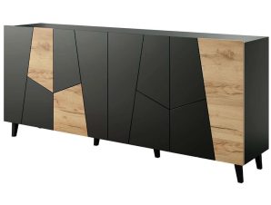 Μπουφές Etna 162588359 201x42x83cm Black-Natural