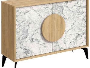 Μπουφές Gora 0214151 110×35,6x82cm Marble Effect White-Natural