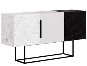 Μπουφές Tontini 0214366 150x42x79,5cm Marble Effect White-Black