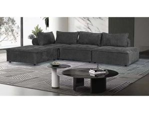 Καναπές Γωνιακός Larry Ε9820,1 301x201x75/39cm Dark Grey